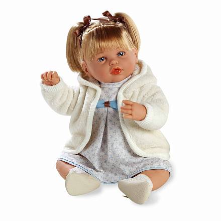 Мягкая кукла из серии Arias Elegance в бежевом платьице, смеется, 45 см. 